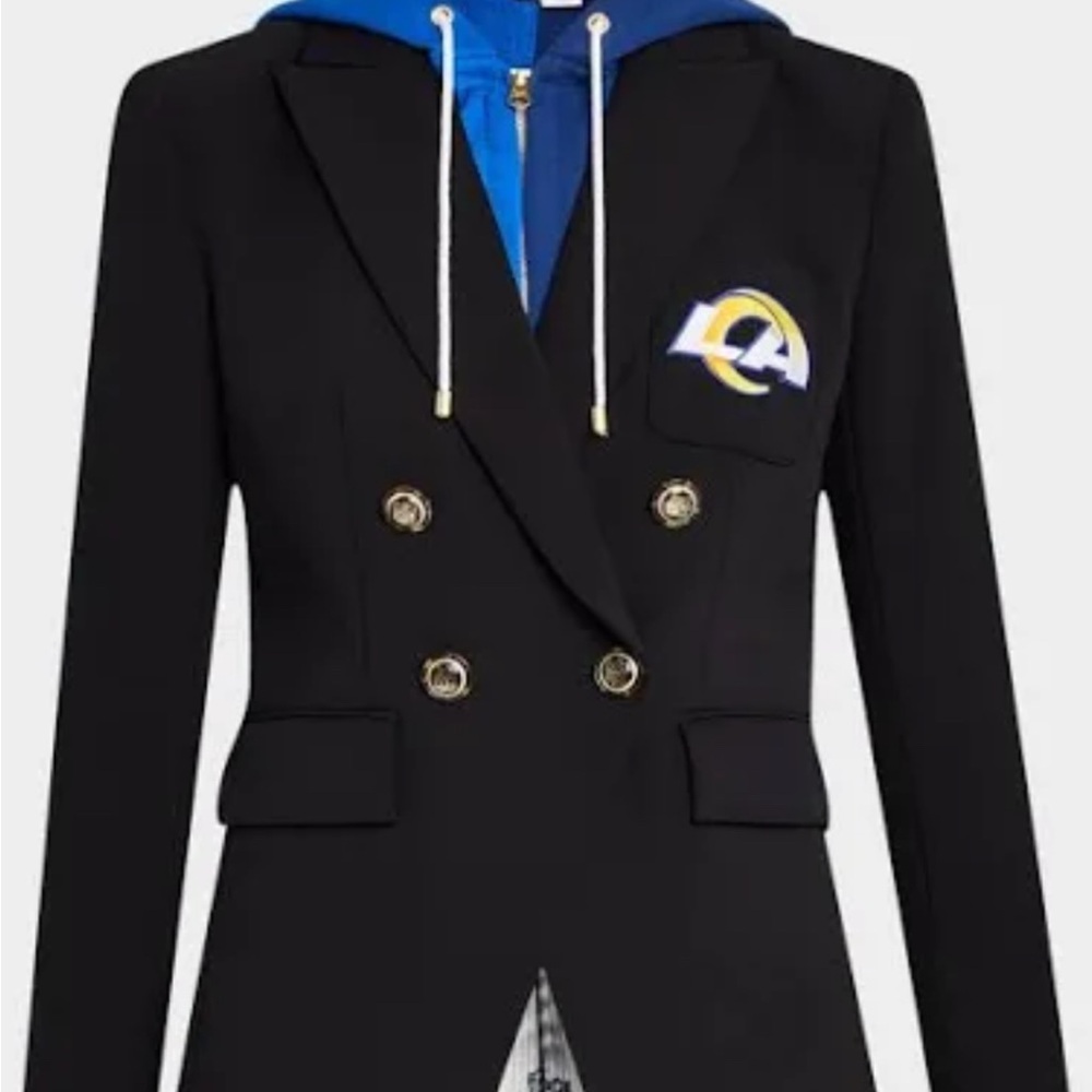 Veronica Beard Black Blazer with Blue Hoodie Accent NFL Los Angeles Rams